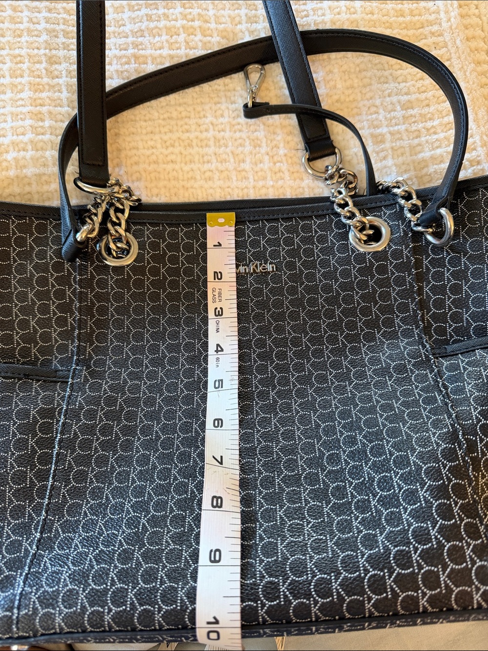 Calvin Klein Monogram Black Chain-Handle Purse - Picture 13 of 13
